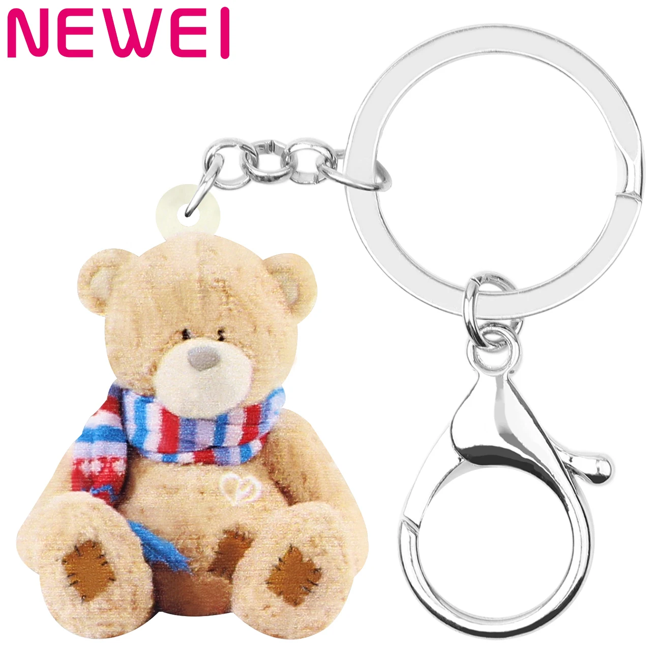 

Newei Acrylic Sweet Plush Teddy Bear Keychains Lovely Animal Keyring Jewelry For Women Kids Teens Classic Gift Wallet Decoration