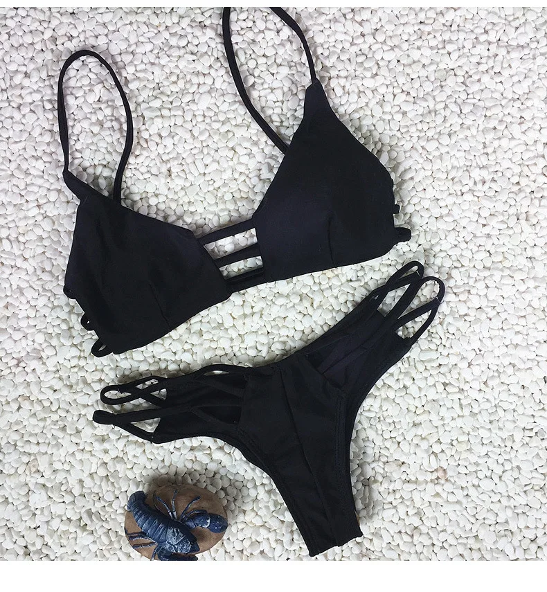 

2021 New Pure Color Sexy Bikini with Small Chest Suspenders Gathering Separate Body Swimsuit Hot Spring Holiday Swimsuit