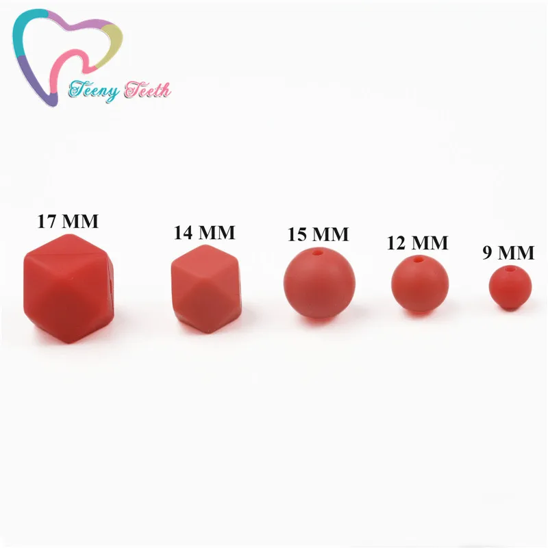 10 шт. красные силиконовые Круглые бусины для прорезывания зубов 9-15 мм шарики без