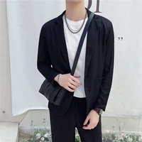 summer blackwhite thin blazer mens slim fashion business society mens suit jacket korean loose ice silk dress jacket mens