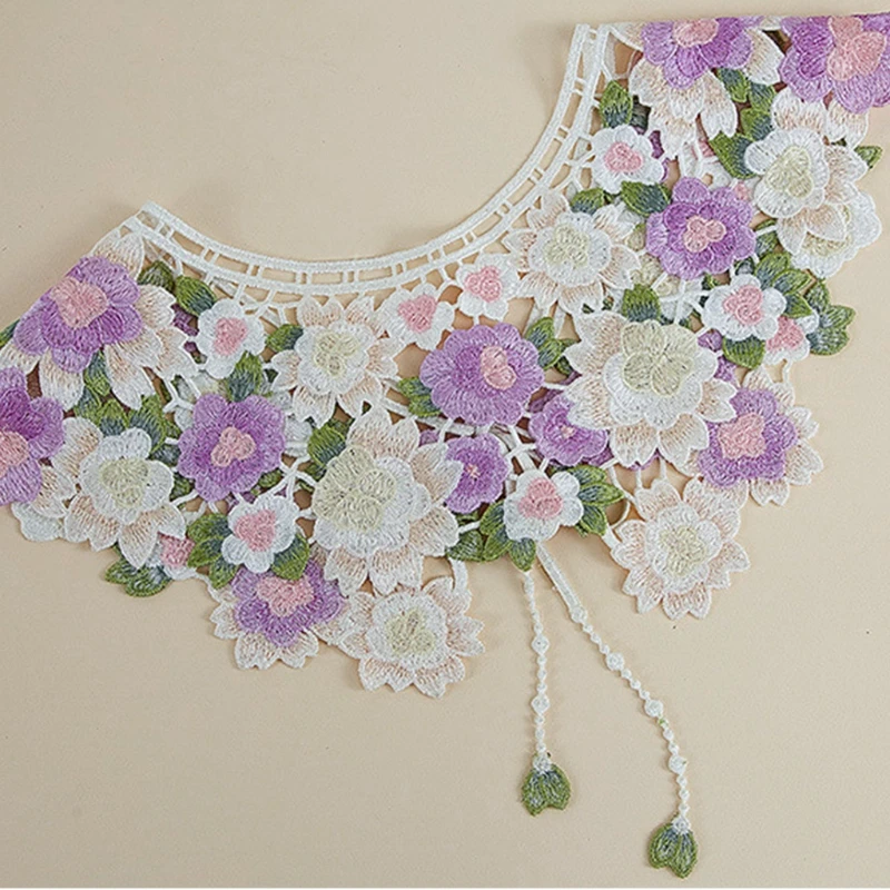 

E56F Colourful Crochet Detachable Collar Special Fake Collars with Soft Touch