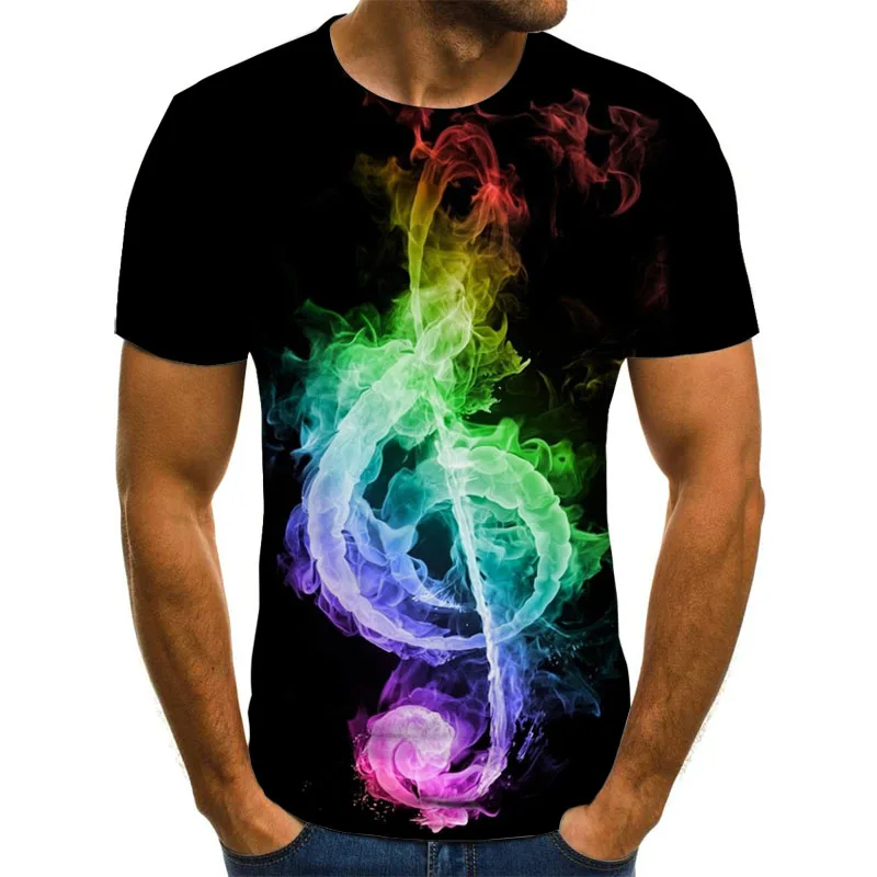 

Fashion Music Symbol 3d Print Men's T-shirt Casual Guitar Gothic Round Neck Short-sleeved Unisex Summer Male Tops Tee Xxs-6xl