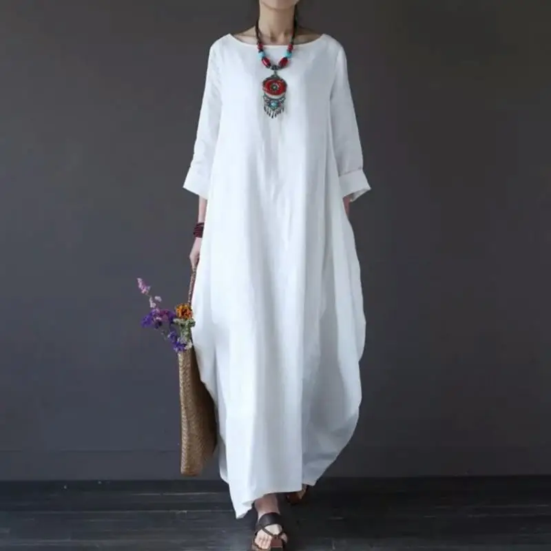 Платья Женская одежда весна осень 2021 модные новые свободные хлопковые окантовки Асимметричные большие ярды