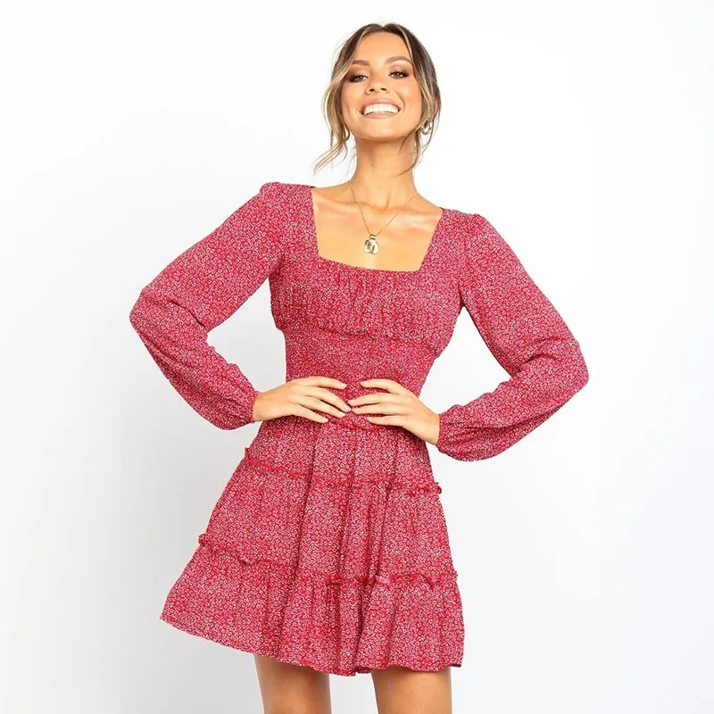 Женское пляжное платье с каскадными оборками вечерние платья длинным рукавом и