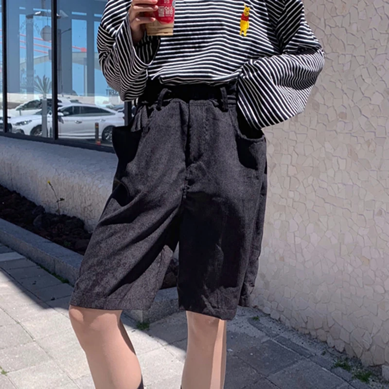 Шорты женские вельветовые прямые 6 цветов на пуговицах с карманами | Женская