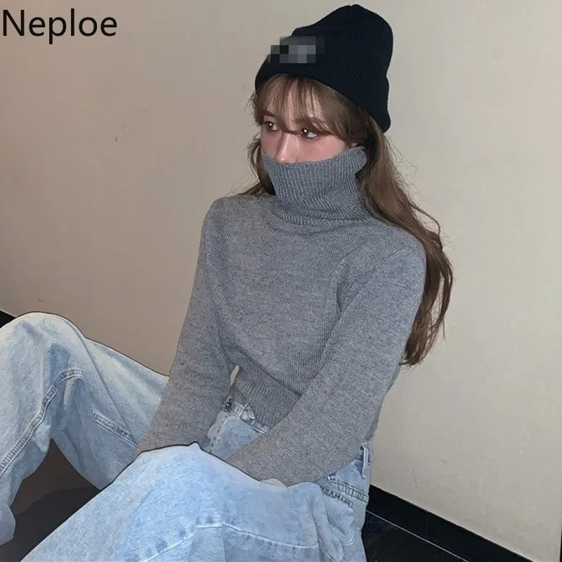 Neploe Turtleneck Pullover Long Sleeve Thicked Warm Sweater Sexy Hollow Out Lumber Shirt Pull Femme Autumn Winter Solid 48387 | Женская