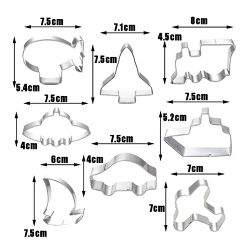 Набор резаков для печенья из нержавеющей стали форма поезда самолета корабля