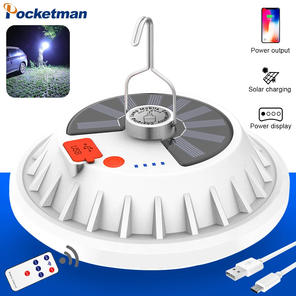 Ультратонкий Светодиодный фонарь для кемпинга на солнечной батарее 100