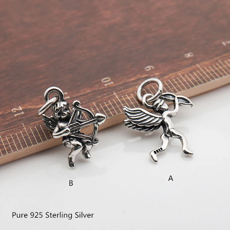 

925 Sterling Silver Female DIY Jewelry Accessories Cupid Angel Pendant Charms for Bracelet Necklace Accessories