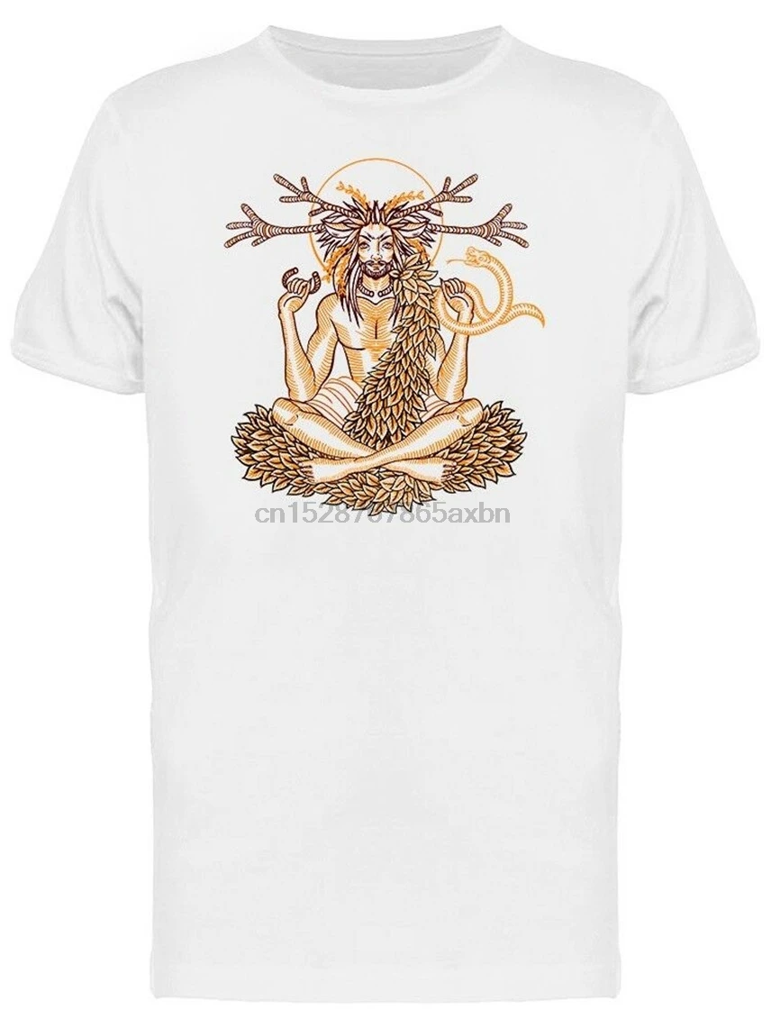 Wicca God Cernunnos And A Snake Мужская футболка-изображение по винтажной футболке |
