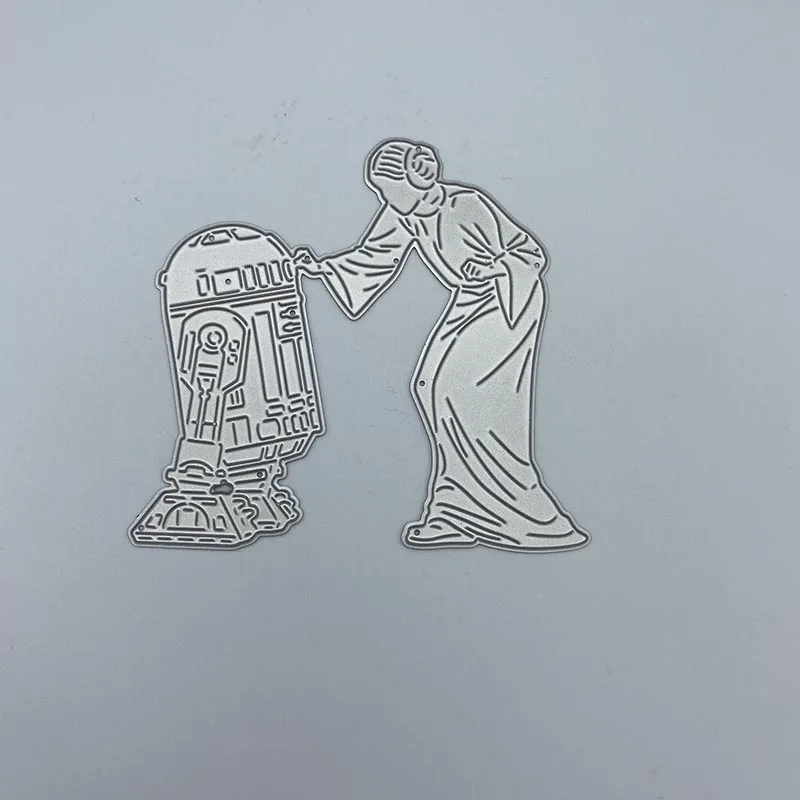 

Beauty and little robot Metal Cutting Dies Stencils Scrapbooking Decorative Embossing Folder Carbon Steel Paper Card DIY