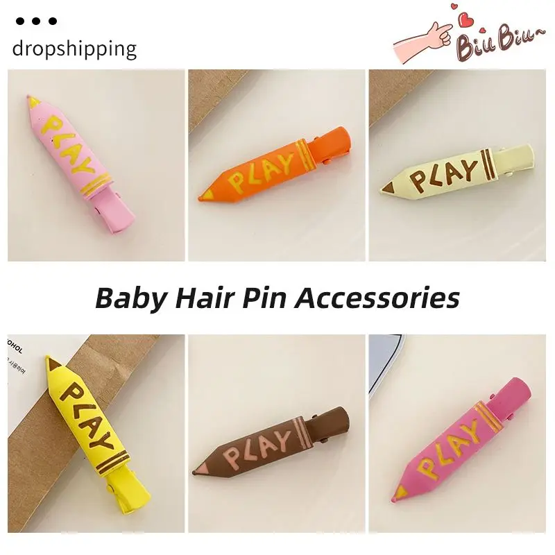 

1pcs Children's Hairpin Headwear Color Crayon Side Play Clip Girls Funny Bangs Korean Cute Fashion BB Baby Hairpin Gift Woman
