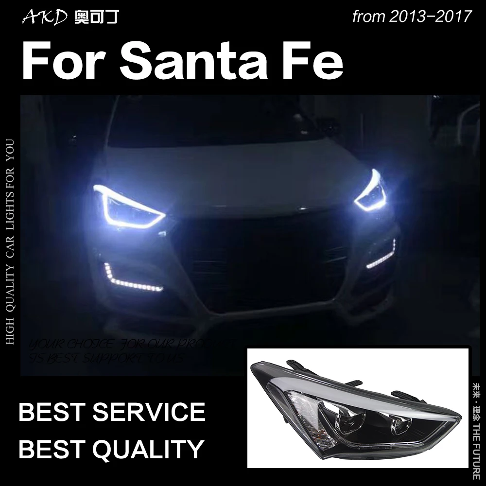 АКД стайлинга автомобилей фара для Hyundai IX45 фары 2013 2016 Новинка Santa Fe светодиодный DRL