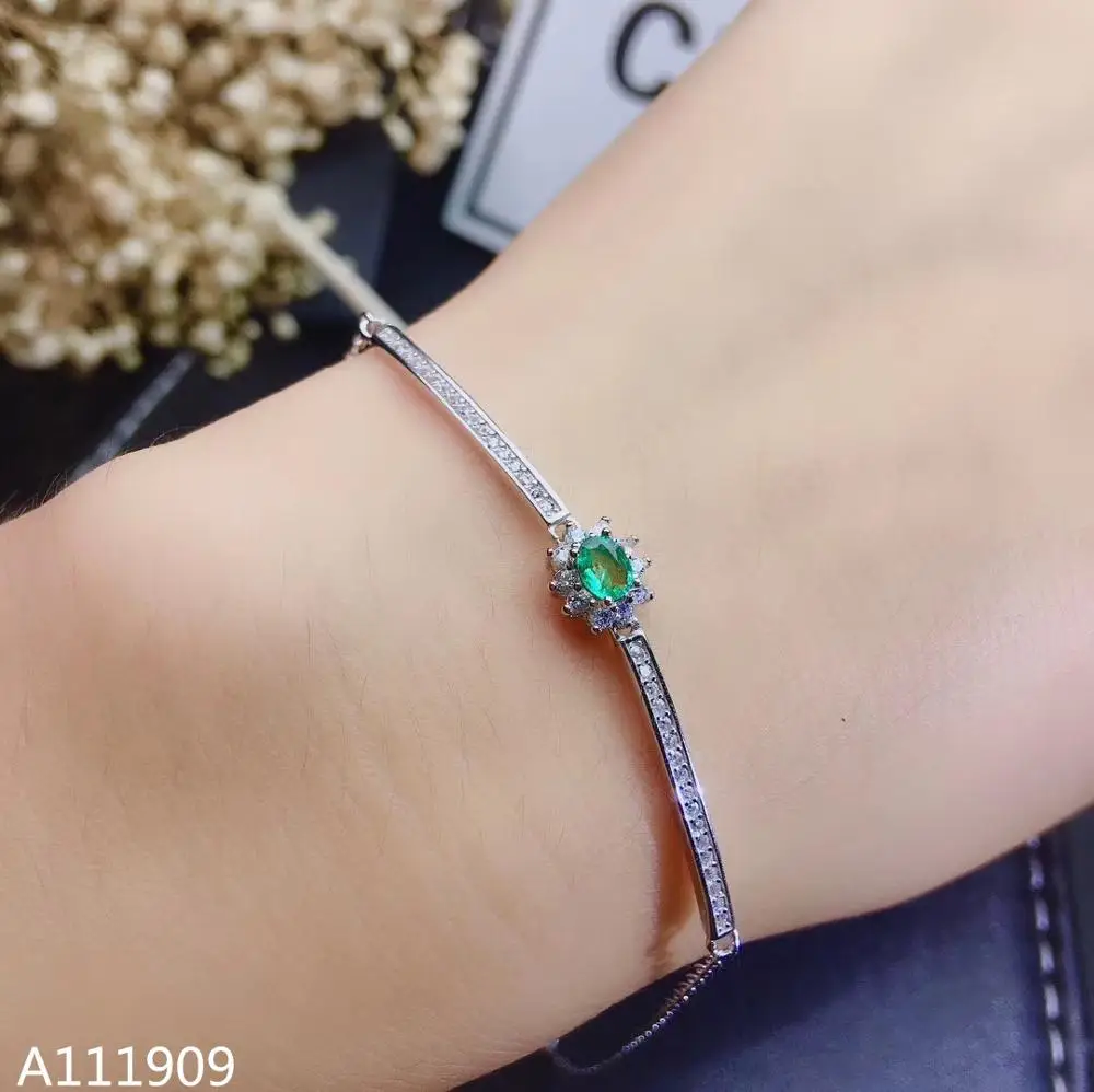 KJJEAXCMY boutique jewelry 925 sterling silver inlaid Natural emerald ladies bracelet support detection luxurious beautiful