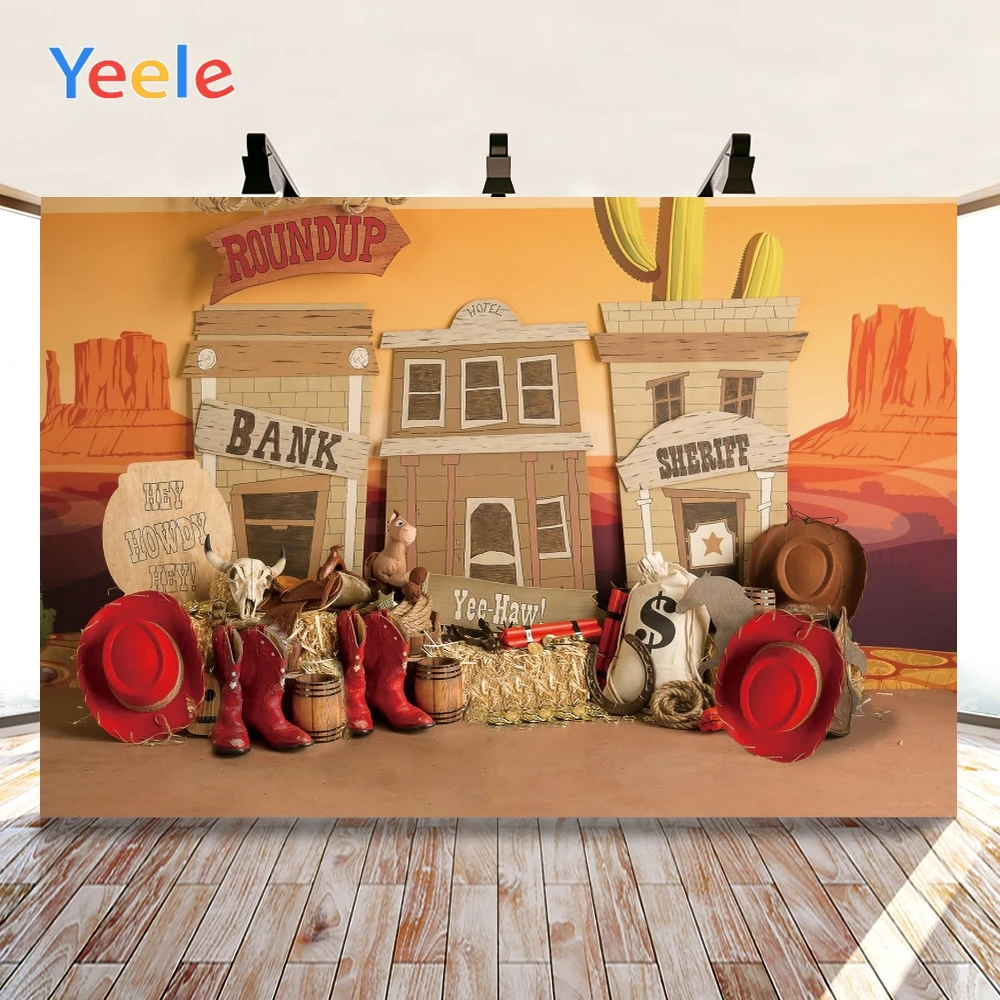 Фон Yeele для детской вечеринки баннер обои западный ковбой стог сена обувь фон