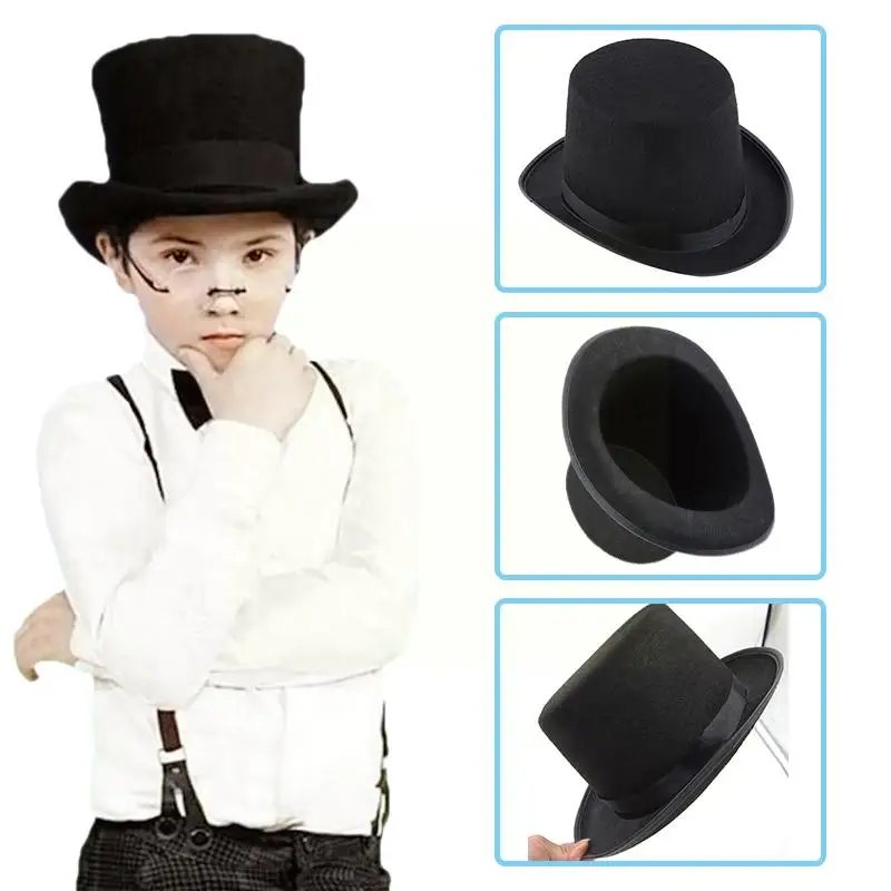 

1pcs Black Kids Children Fun Hat Performance Hats Masquerade Party Halloween Carnival Top Musicals Accessories Birthday Hat X2Z5