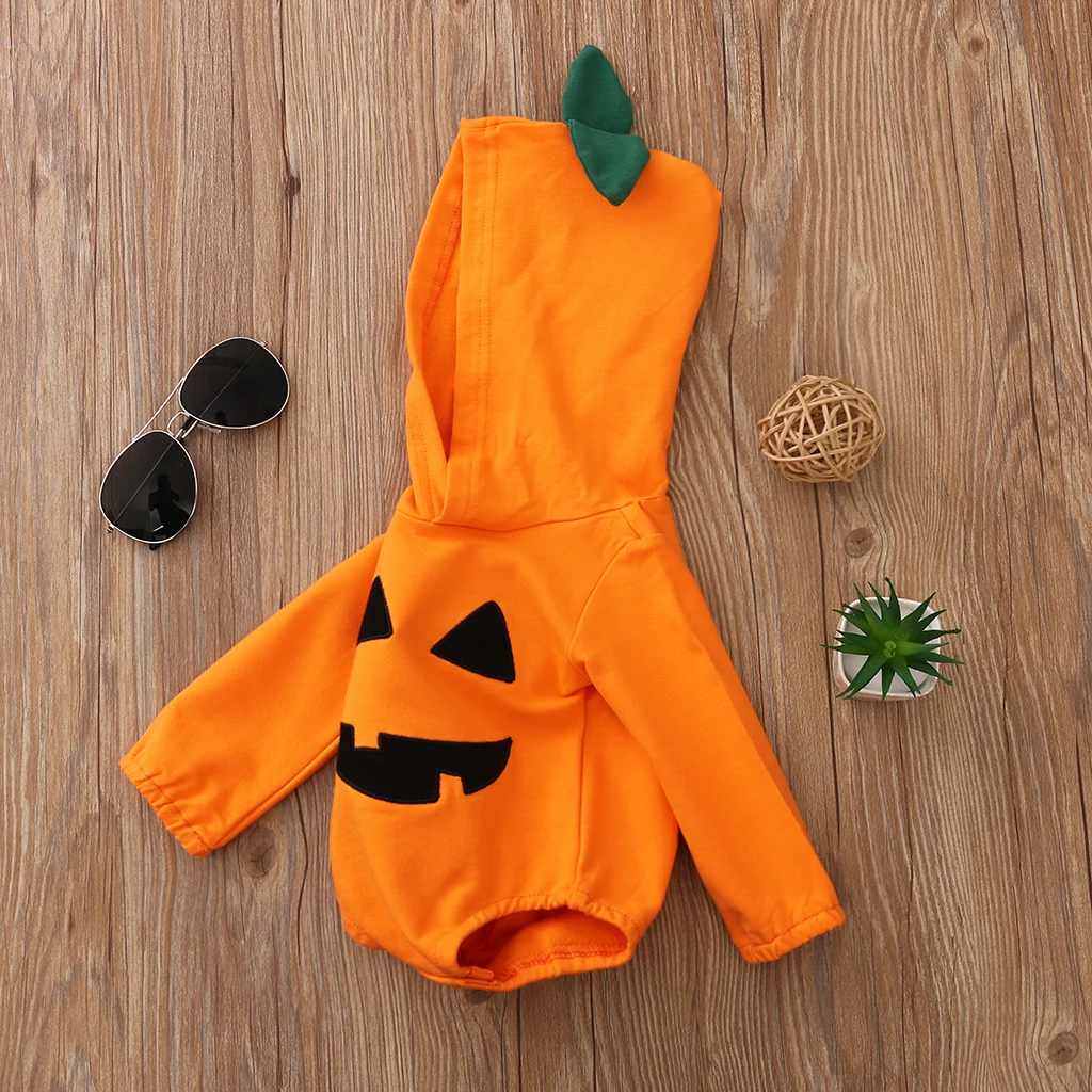 

2020 autumn Baby Girl Romper long Sleeve printing Casual cotton cute clothing Outfits Halloween hooded romper 0-12M one piece