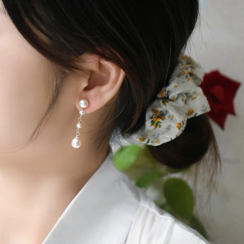 ASHIQI натуральный пресноводный жемчуг серебро 925 пробы длинные серьги ручной работы модные женские 2020