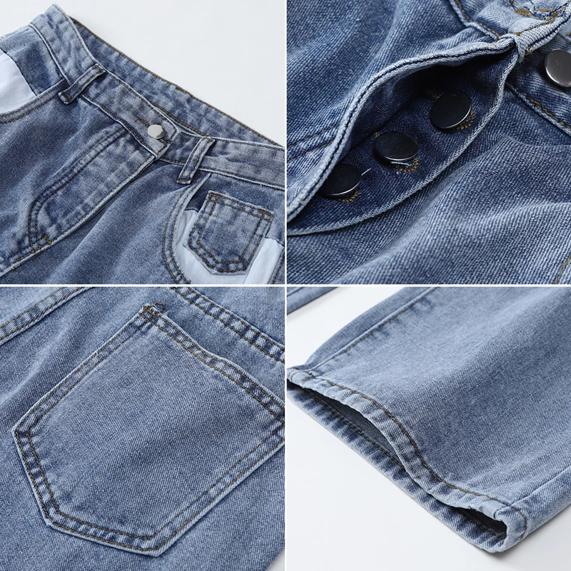 

Nbpm New 2021 Fashion Boyfriend Style Baggy Jeans Woman High Waist Streetwear Girls Wide Leg Jeans Pants Denim Trousers Femme
