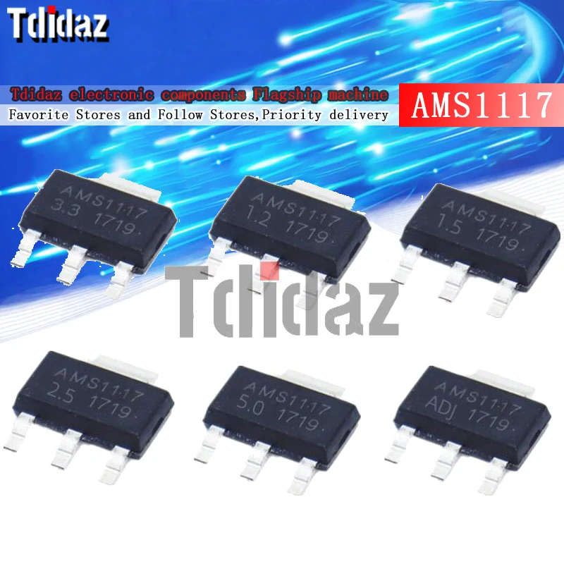 

20PCS AMS1117 AMS1117-ADJ AMS1117-1.8 AMS1117-1.2 AMS1117-5.0 AMS1117-2.5 AMS1117-3.3 AMS1117-1.5, новый и оригинальный IC-чипсет