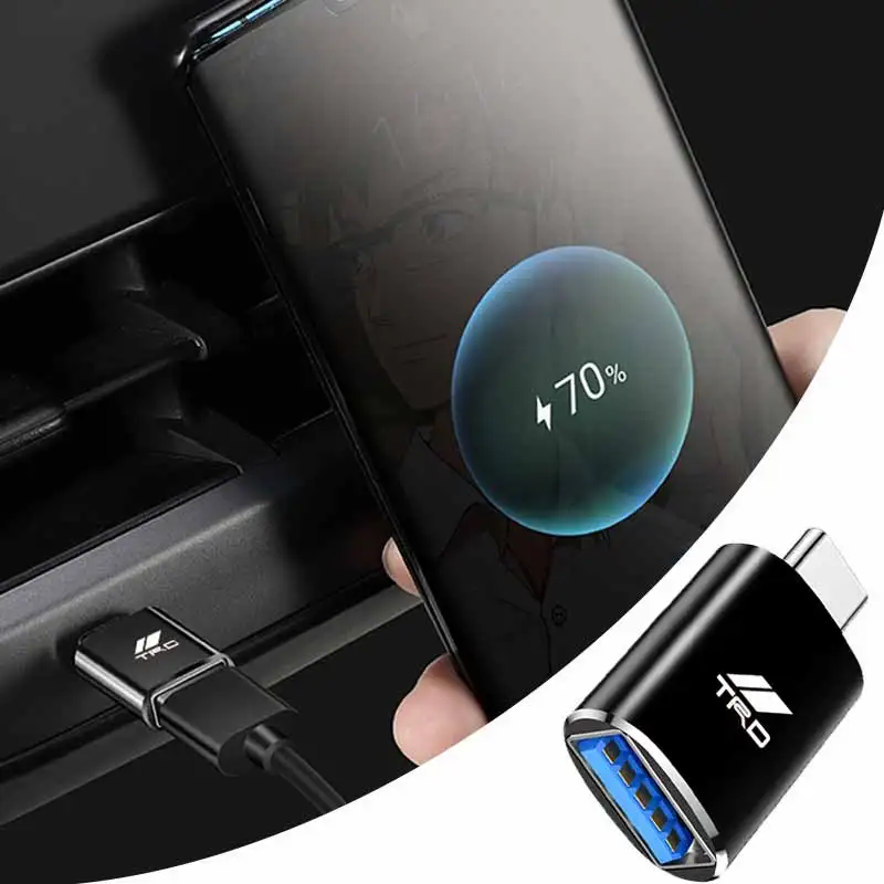 

1pcs USB Converter Connector Car Logo for TRD Toyota Corolla Yaris Aygo GT86 Prius RAV4 CHR Camry Auris Avensis Auto Goods