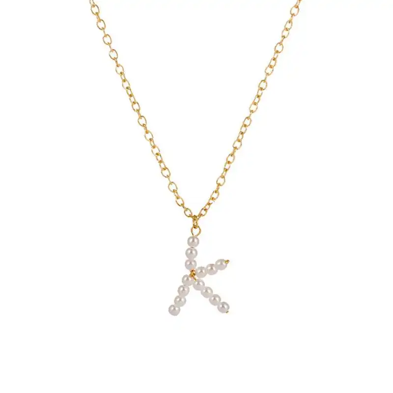 26 Letter Pearl Necklace Handmade Initial Necklaces Elegant Name Chain Gift For Women Girl | Украшения и аксессуары