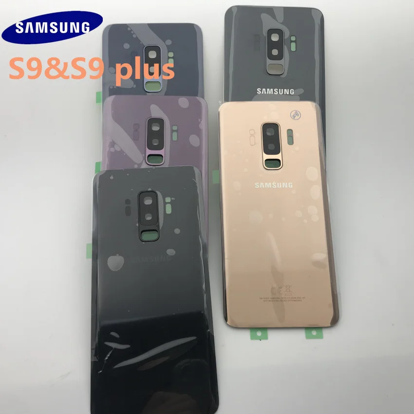 Samsung Galaxy S9 G960 S9 plus 965 задняя крышка батарейного отсека задняя крышка Корпус Запасные части+ Ушная камера стеклянная рамка объектива