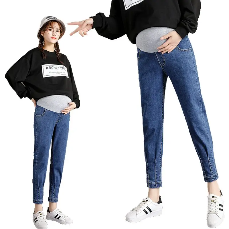 

3XL 2020 New Year's New Maternity Wear Maternity Jeans Cropped Pants Elastic Waist Maternity Pants Harem Pants Pregnancy Clothes