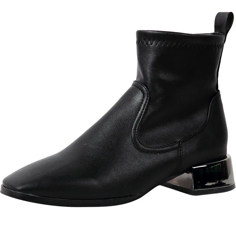 Высококачественные женские ботинки с острым носком кожаные популярные весенние