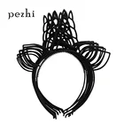 Обруч для волос с единорогом для девочек, черный детский ободок с мультяшными животными, аксессуары вечерние, головные уборы, 7 шт.