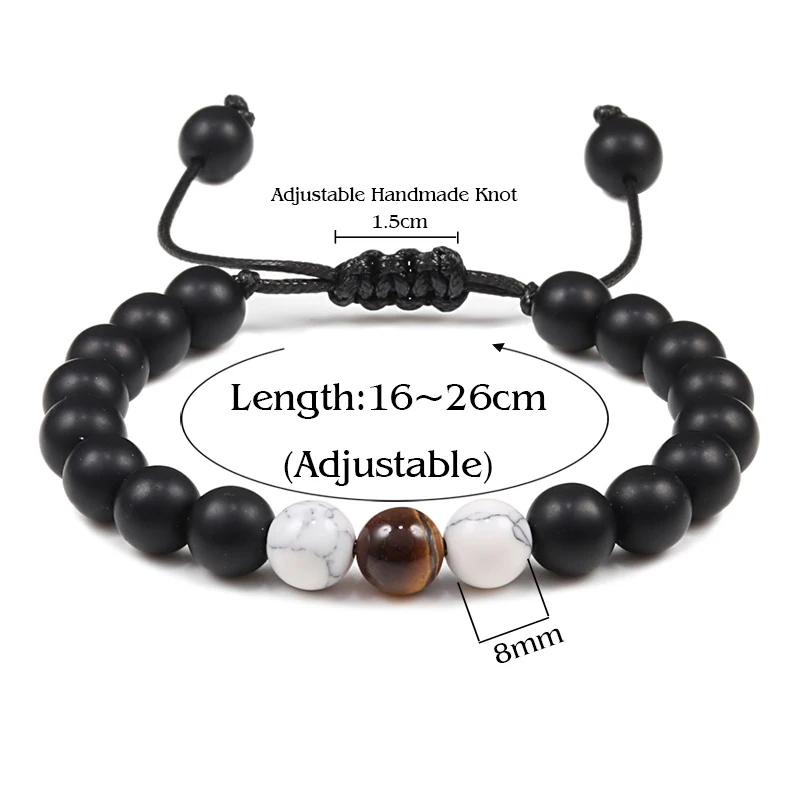 2 шт./компл. мужской браслет из камня тигровый глаз Регулируемая Веревка плетеная