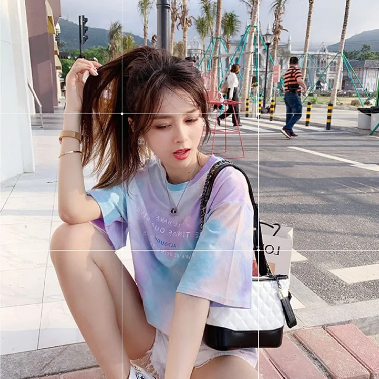 

2021 summer new leisure lazy bf loose mid-length wild tie-dye short-sleeved T-shirt women's top