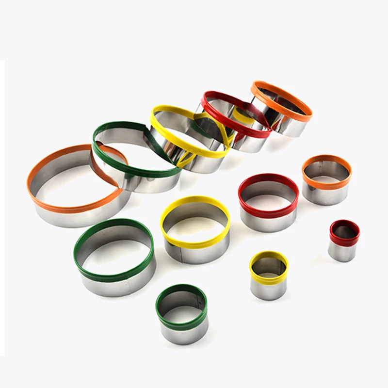 

12pcs/Set Stainless Steel Round Cake Mold Baking Mousse Ring Kitchen Tools Pizza Cooking Cookie Cutter DIY Cake Ring Tools