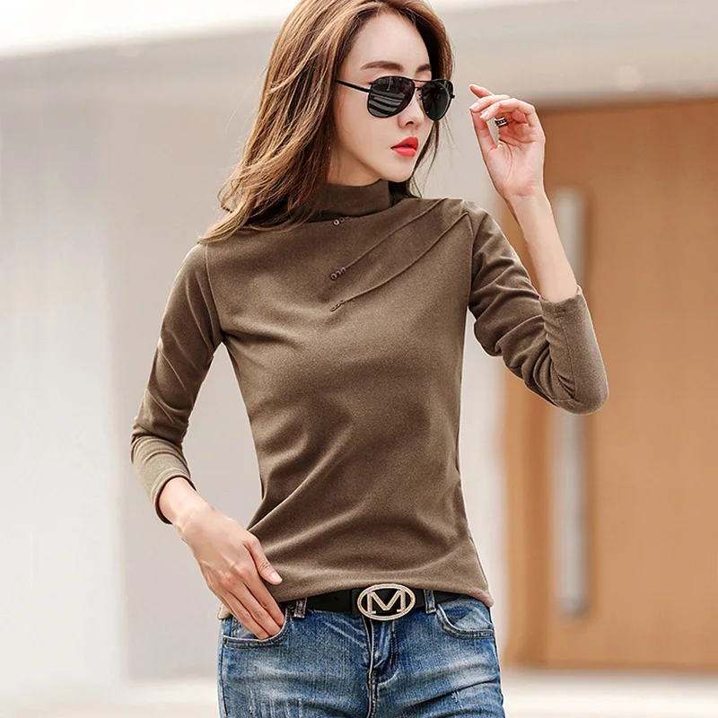 BOBOKATEER белая футболка женская одежда camiseta mujer половина водолазка футболка Женские футболки хлопок футболка женская