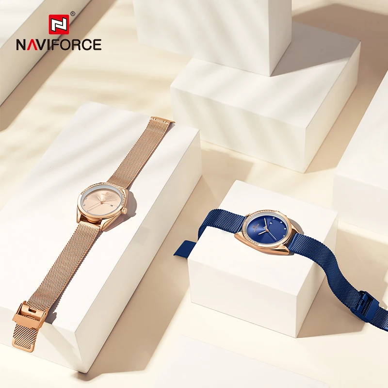 

New NAVIFORCE Ladies Watches Top Luxury Quartz Wristwatch Women Date Waterproof Girls Fashion Steel Strap Clock Relogio Feminino