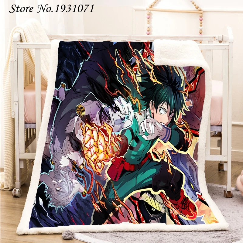 

Флисовое одеяло с 3D принтом аниме «Моя геройская Академия», толстое одеяло для кровати, модное покрывало, покрывало из шерпы, одеяло для взр...