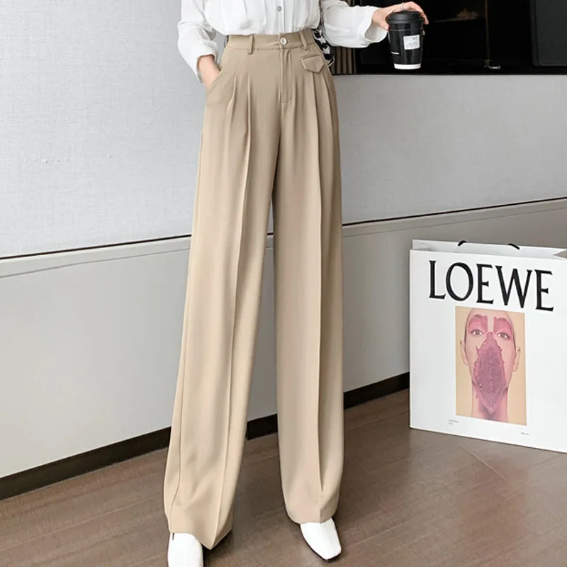 

Limiguyue Spring New Style Casual Women Pants Suit Pants Professional straight full length wide leg pant all-match Elegant K261