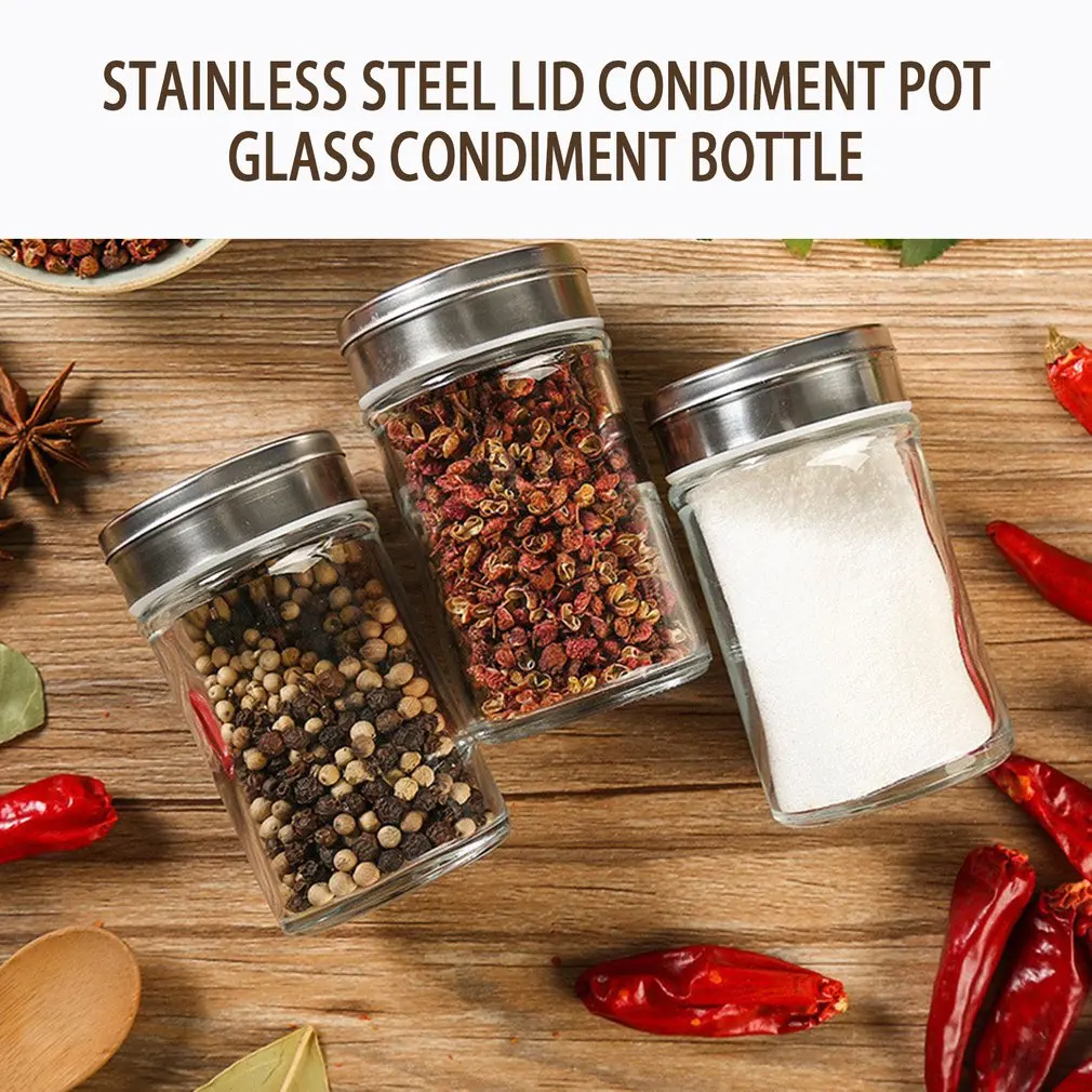 2017 нержавеющая сталь крышка горшок для приправ бутылка стеклянные кухонные