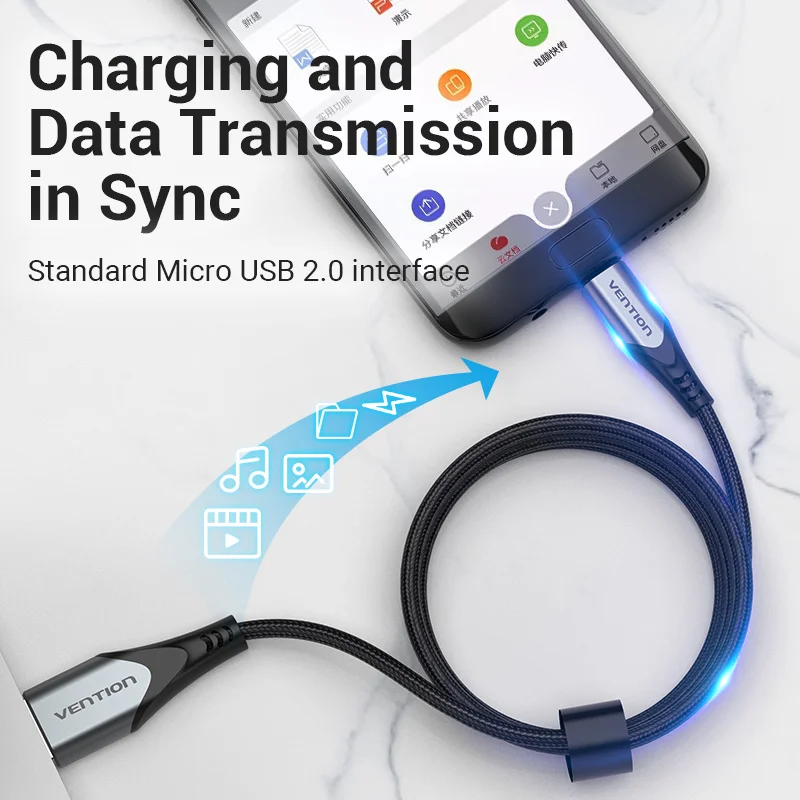 Vention Reversible Micro USB Cable for Xiaomi Redmi Note 4 Plus USB Data Wire for Samsung 3A Fast USB Charger Mobile Phone C