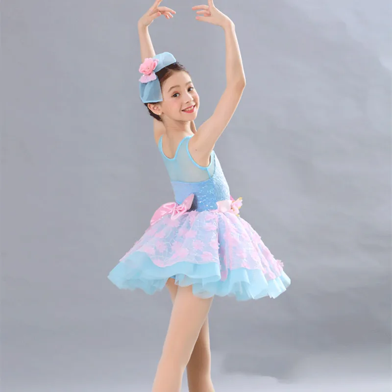 Детское платье-пачка костюмы принцессы с блестками для девочек Балетные платья