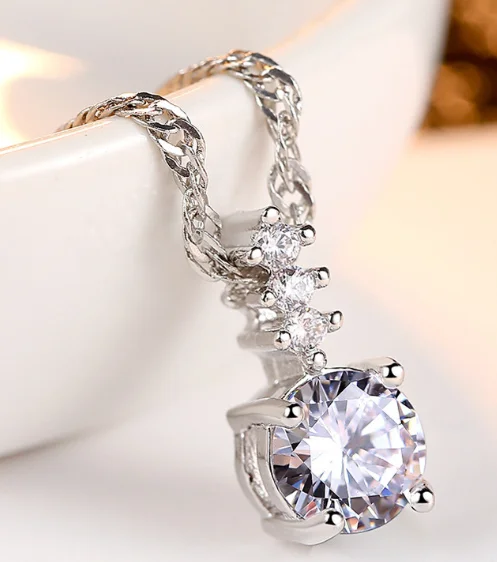 

YVV67 925 Sterling Silver Wedding Pearl Zircon Necklace Earrings crystal lovers Bracelet