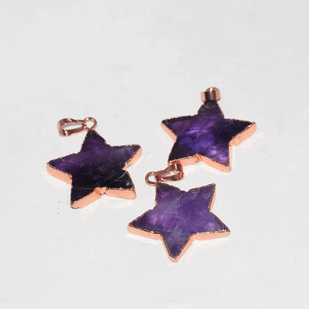 Натуральный фиолетовый камень аметист звезды кулон для женщин 2021 резные чакра