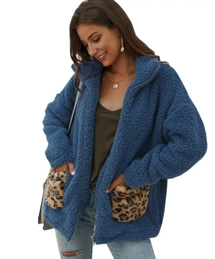 Women's Teddy coat Leopard Patchwork Casual female Faux Fur Coat Autumn Winter Warm Soft Furry Top casaco feminina outwear | Женская