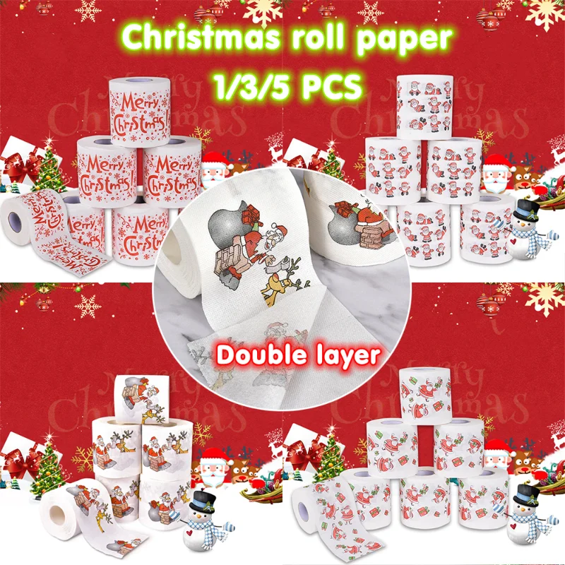 

2022 New Reindeer Kitchen Toilet Paper Santa Claus Christmas Gifts Decorations for Home Christmas Gifts