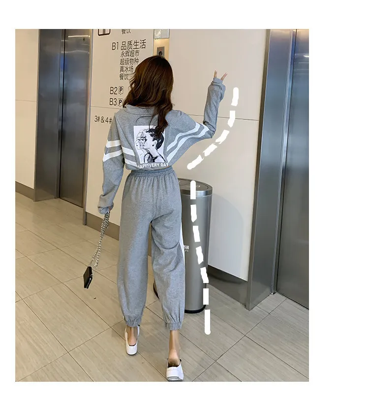 Mooirue спортивный костюм для женщин Винтаж Harajuku полосатый печатных Свободный кардиган Топы с высокой талией брюки уличная Корейская одежда из двух частей