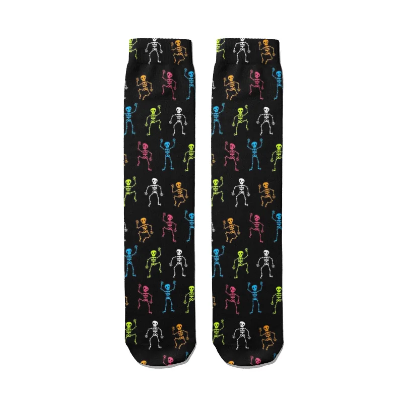 wool socks women Punk Floral Compression Cotton Socks Skull Colorful Skateboard Socks Unisex Women Medium Tube Socks Autumn Winter Warm Socks crew socks women