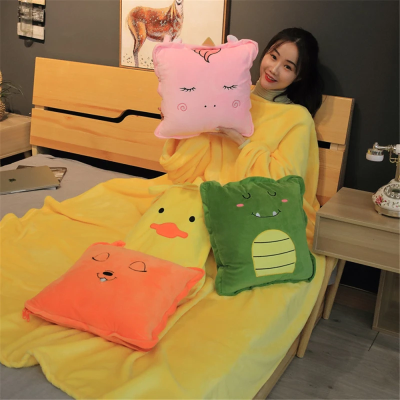 Пригодное для носки одеяло кондиционера Подушка сна подушка мультяшное