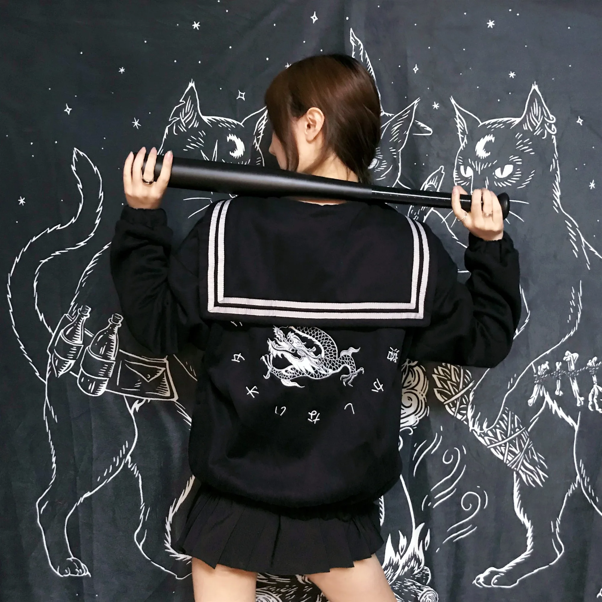 Женское свободное бейсбольное пальто в стиле Харадзюку с вышивкой и длинным