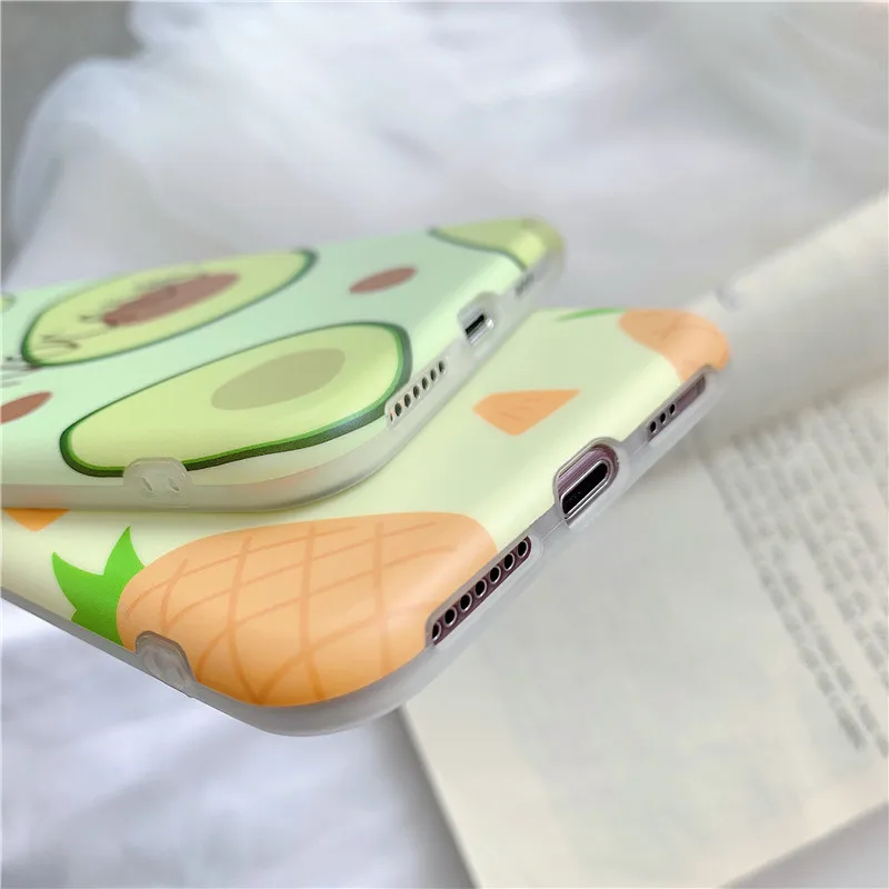 IUENUA Pineapple Avocado Case For iPhone XS MAX X XR Cover 7 8 Plus 6 S Cute Fruit Soft Silicone Phone |