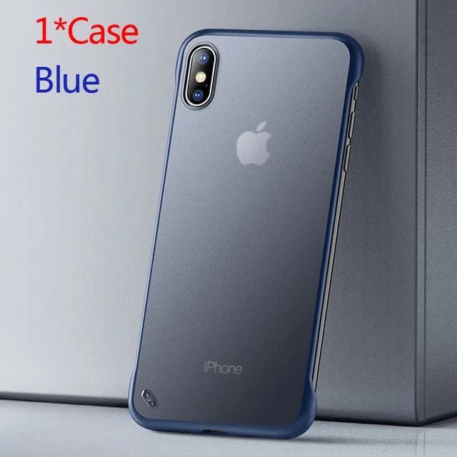 Чехол для iPhone XS Max XR X 11 Pro с кольцом для пальцев Бескаркасный Прозрачный матовый Жесткий Чехол для iPhone X 7 6 6S 8 Plus - Цвет: Синий